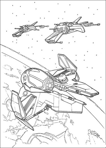 Eta 2 Starfighter And T 65 X Wing Coloring Page